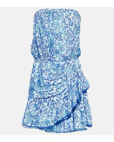 Poupette Vestido corto bandeau Ambra floral - Azul