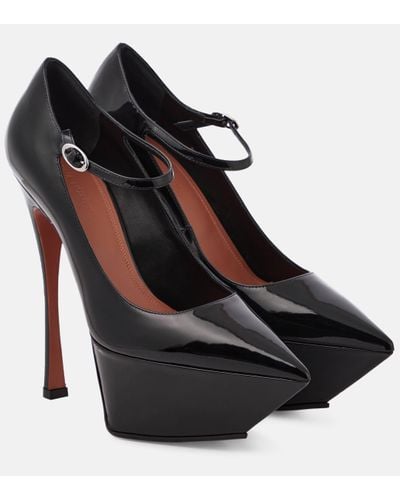 AMINA MUADDI Yigit Patent Leather Platform Court Shoes - Black