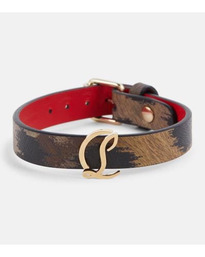 Christian Louboutin Cl Animal-print Leather Bracelet - Red