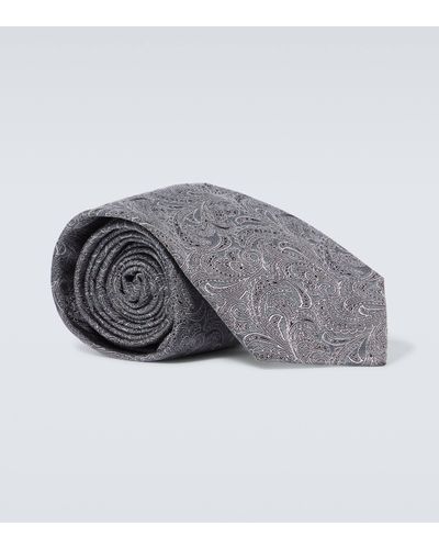 Brunello Cucinelli Paisley Silk Tie - Grey