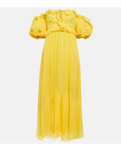 Giambattista Valli Ruffle-detail Off-shoulder Dress - Yellow