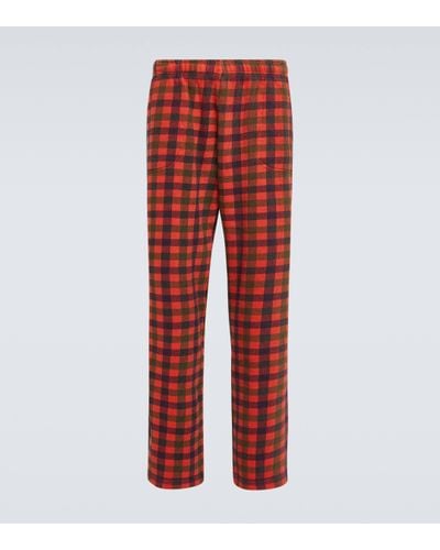 ERL Checked Cotton Straight Trousers - Red