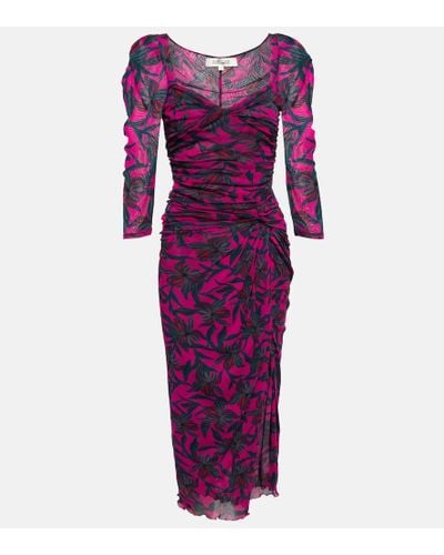 Diane von Furstenberg Printed Midi Dress - Purple