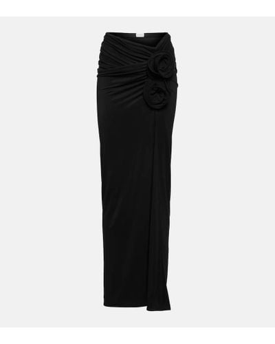 Magda Butrym Floral-applique Ruched Maxi Skirt - Black