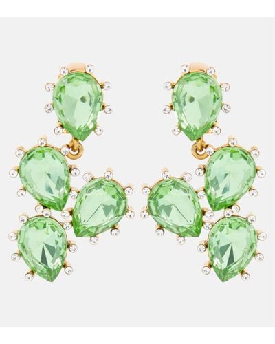 Oscar de la Renta Cactus Crystal-embellished Drop Earrings - Green