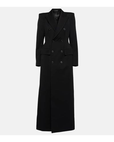 Balenciaga Abrigo cruzado de lana estructurado - Negro