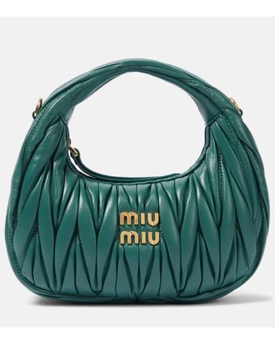 Miu Miu Wander Mini Matelasse Shoulder Bag - Green