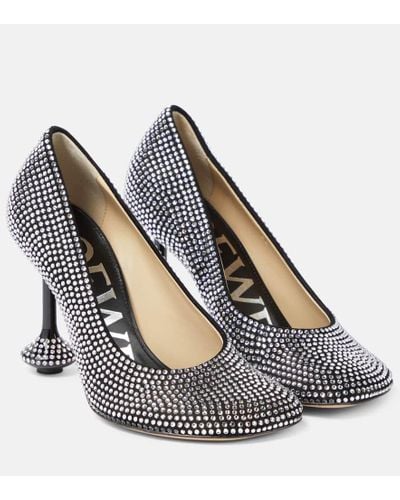 Loewe Toy Crystal-embellished Suede Pumps - Black