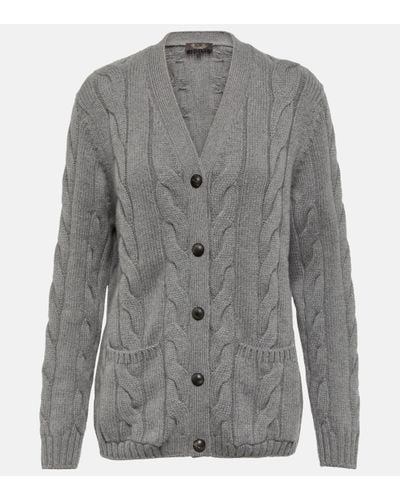 Loro Piana Napier Cable-knit Cashmere Cardigan - Grey