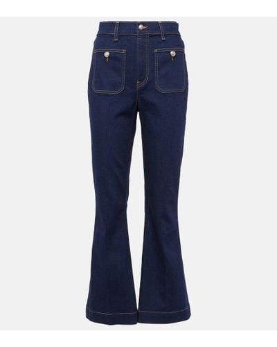 Veronica Beard Cropped Flared Jeans Carson - Blau