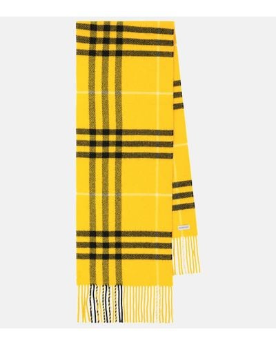 Burberry Check Wool And Cashmere Scarf - Yellow
