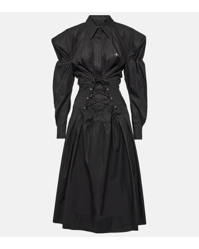 Vivienne Westwood Vestido midi Kate de popelin de algodon - Negro