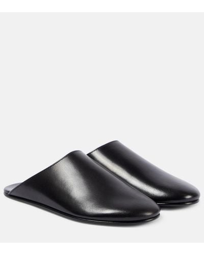 The Row Dante Leather Mules - Black