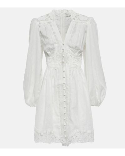 Zimmermann Robe courte August Plunge en lin - Blanc