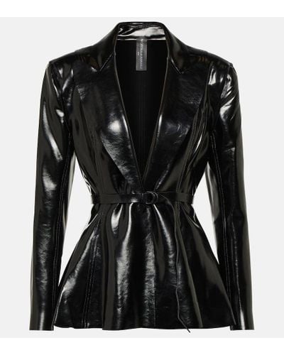 Norma Kamali Faux Leather Blazer - Black