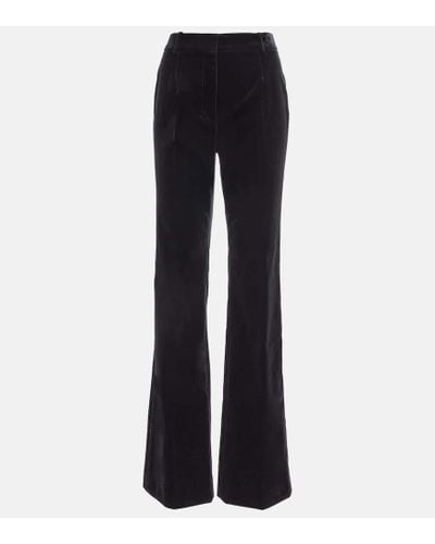 Nili Lotan Corette Velvet Straight Pants - Blue