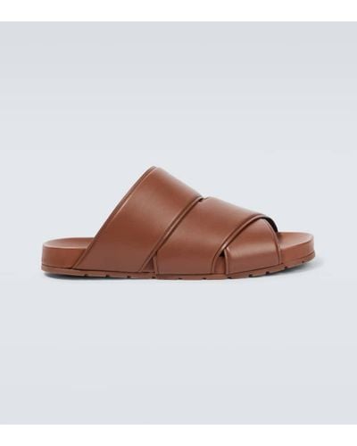 Bottega Veneta Crossover Leather Sandals - Brown