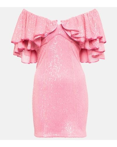 ROTATE BIRGER CHRISTENSEN Ruffle-trimmed Sequined Mini Dress - Pink