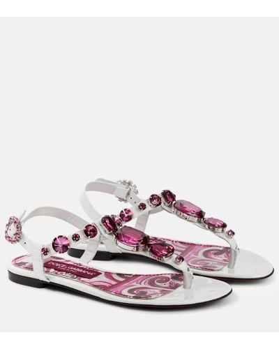 Dolce & Gabbana Verzierte Sandalen aus Leder - Mehrfarbig