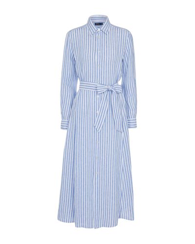 Polo Ralph Lauren Striped Linen Shirt Dress - Blue