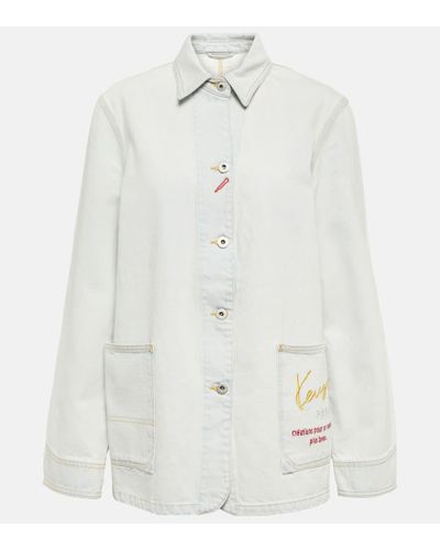 KENZO Bestickte Hemdjacke aus Denim - Weiß