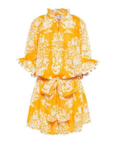 Juliet Dunn Vestido corto de algodon floral - Amarillo