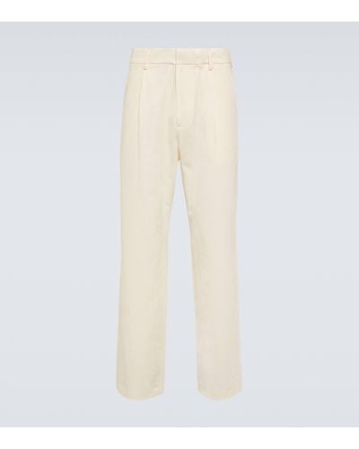 AURALEE Cotton And Silk Straight Trousers - Natural