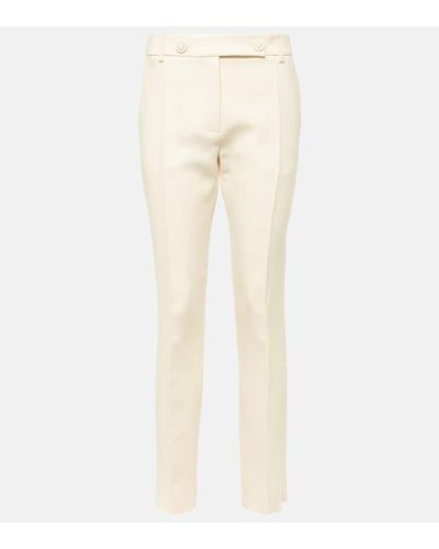Valentino Crepe Couture Mid-rise Straight Pants - Natural