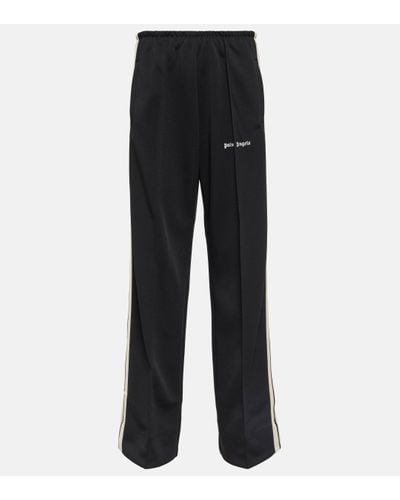Palm Angels Striped Low-rise Wide-leg Track Trousers - Black
