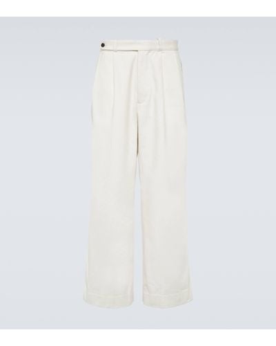 Bode Skunk Tail Cotton Wide-leg Trousers - White