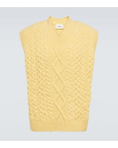 Nanushka Cable-knit Wool-blend Sweater Vest - Yellow