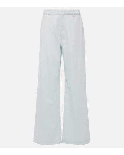 Vince Pantalones anchos de sarga de algodon - Azul