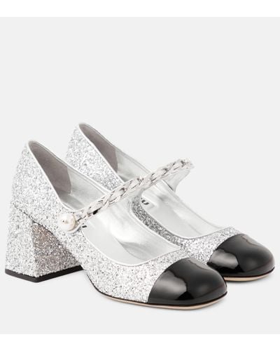 Miu Miu Glitter Mary Jane Court Shoes - Metallic
