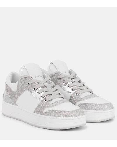 Jimmy Choo Verzierte Sneakers Florent aus Leder - Weiß