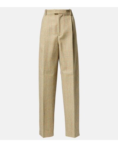 Bottega Veneta Prince Of Wales Checked Wool-blend Straight Pants - Natural