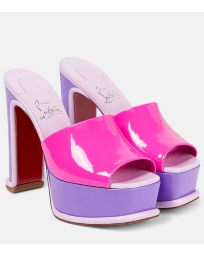 Christian Louboutin Amali Mule Alta Patent Leather Mules - Pink