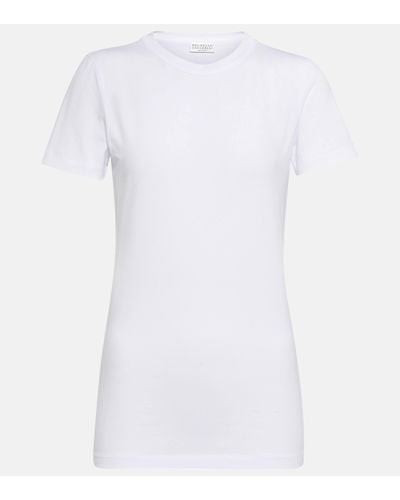 Brunello Cucinelli T-shirt en coton melange - Blanc