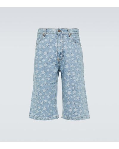 ERL Shorts di jeans jacquard - Blu