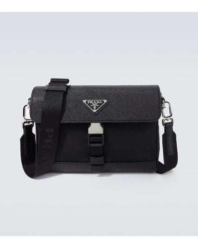 Prada Messenger Bag aus Re-Nylon mit Leder - Schwarz