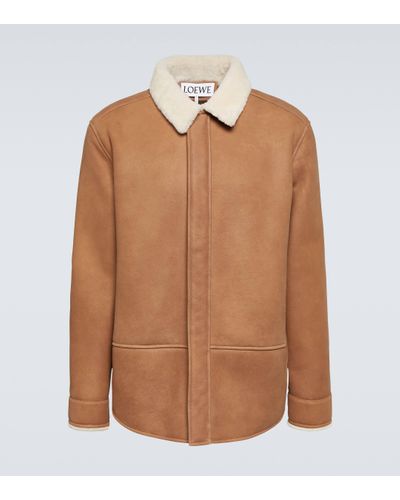 Loewe Veste en daim et shearling - Marron