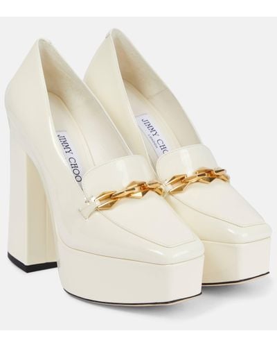 Jimmy Choo Diamond Tilda Embellished Patent Leather Court Shoes - White