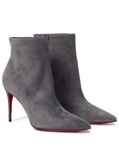 Christian Louboutin So Kate 85 Suede Ankle Boots - Gray