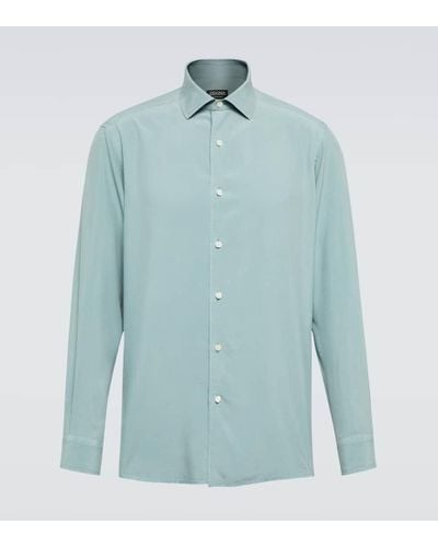 Zegna Camisa de seda - Azul