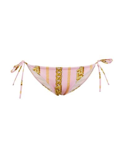 Versace Chain-print Bikini Bottoms - Pink