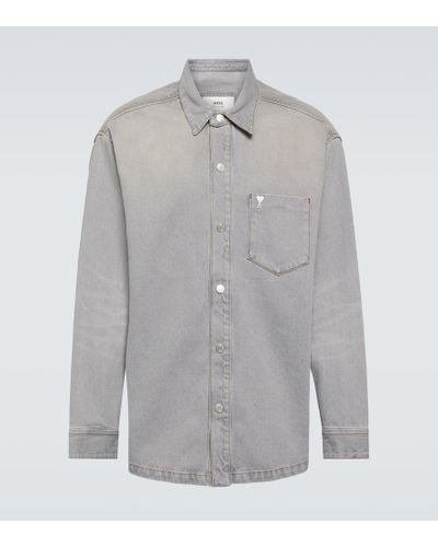 Ami Paris Cotton Denim Overshirt - Gray
