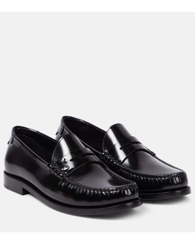 Saint Laurent Le Loafer Penny Slippers In Patent Leather - Black