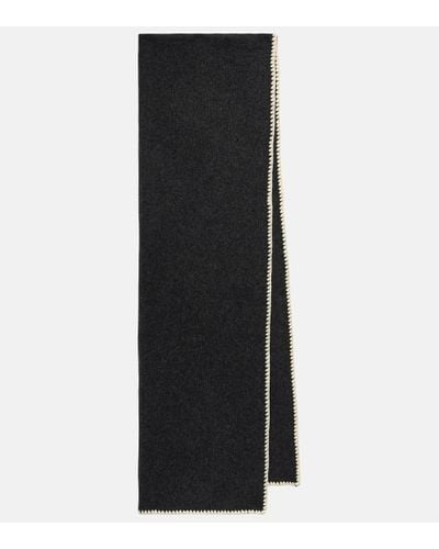Totême Embroidered Wool And Cashmere Scarf - Black