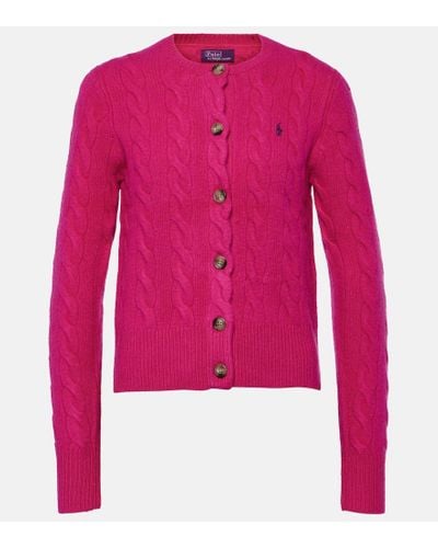 Polo Ralph Lauren Cardigan mit Zopfmuster - Pink