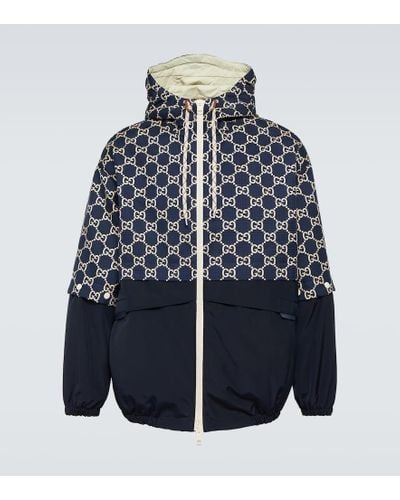 Gucci Monogrammed Leather Jacket - Blue