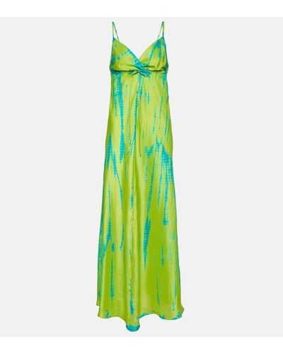 Anna Kosturova Tie-dyed Silk Maxi Dress - Green